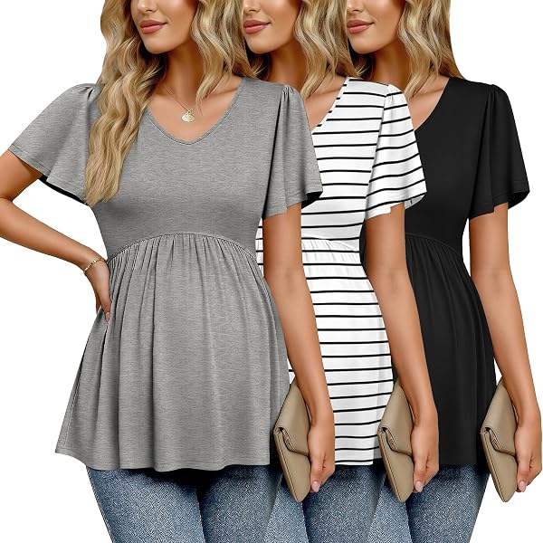 biudgviw Women's Maternity Tops for Fall Winter Long Sleeve Pleated biudgviw Women's Maternity Tops for Fall Winter Long Sleeve Pleated