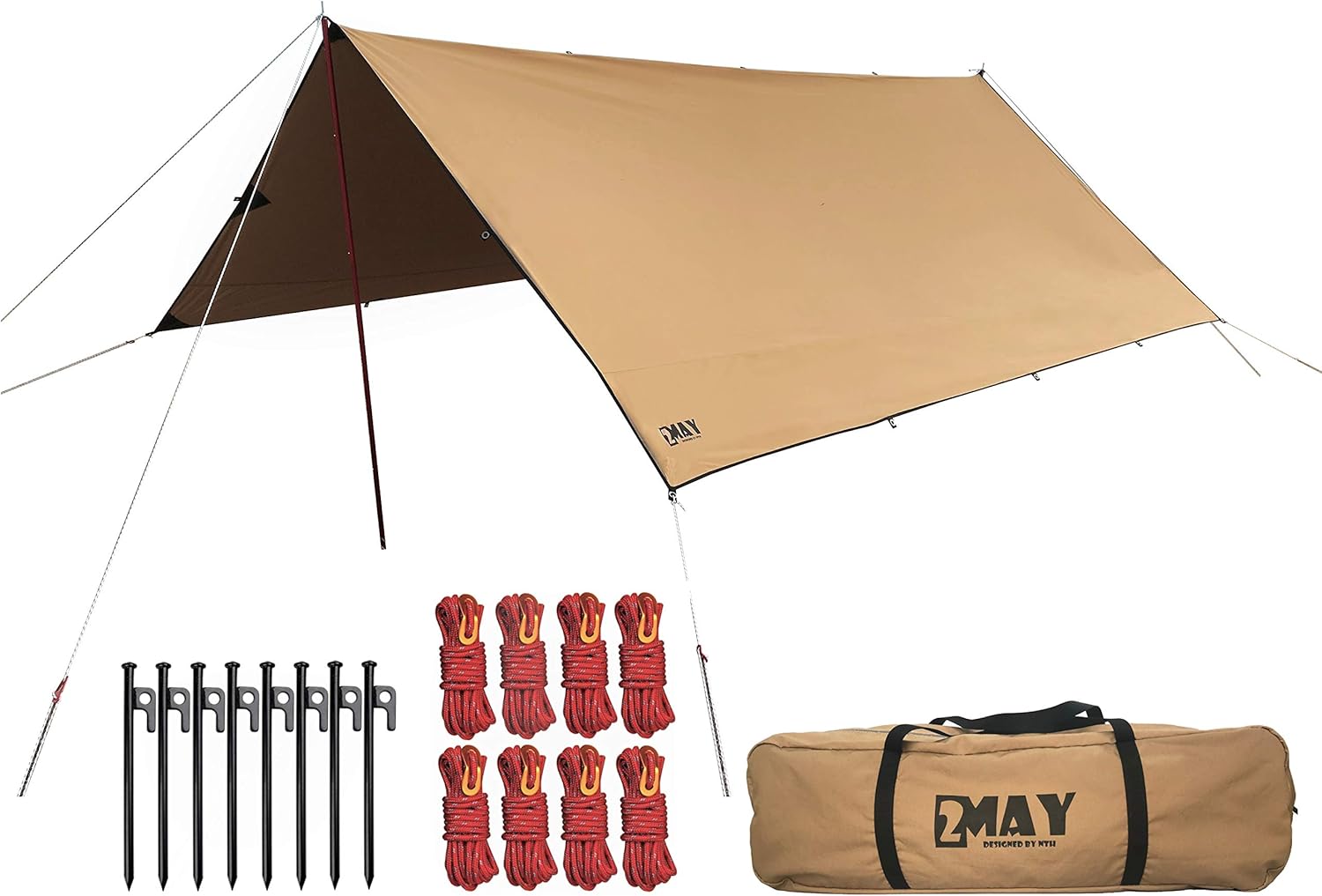 Amazon Co Jp 2may Tc タープ ポリコットン レクタタープ 焚火タープ 耐水圧10mm Puコーティング 6人用 4x3 6 ホーム キッチン