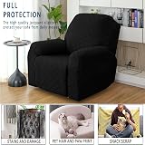Topchances Recliner Cover - Soft Stretch Black Jacquard, Side Pocket view 2