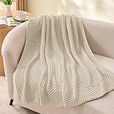 BEDELITE Chunky Cable Knit Throw Blanket for Couch,Super Soft Cozy Woven Blanket for Room Decor,50"x60", Beige