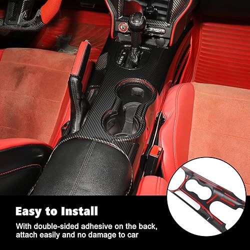 RT-TCZ Carbon Fiber Center Console Gear Shift Panel Trim Cover Cup Holder Frame Interior Decoration Kit Accessories For Ford Mustang 2015-2022 In | Whizz Center &amp; Floor Consoles