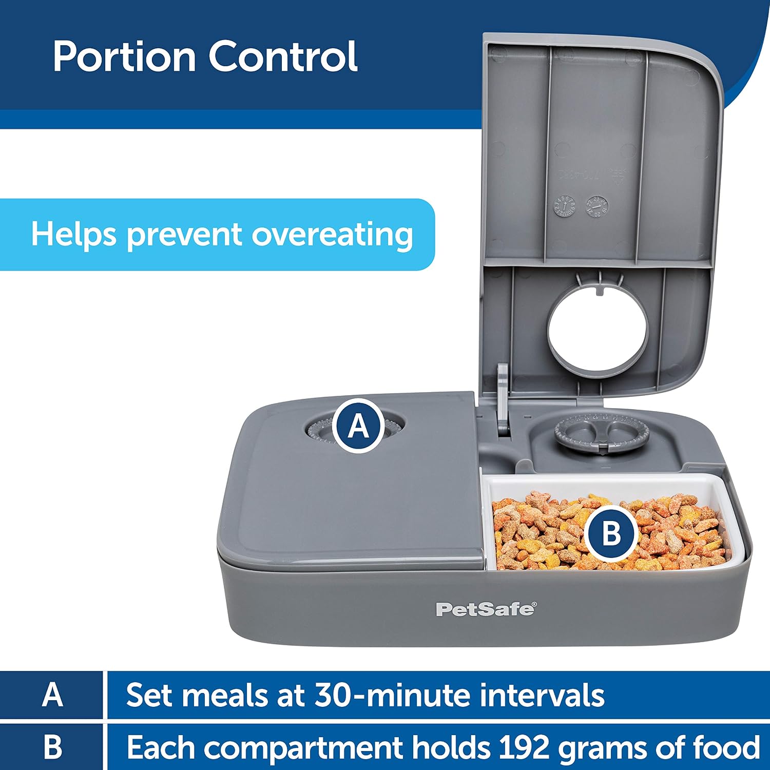 PetSafe 2 Meal Automatic Feeder, Built-in Timers, BPA Free Food Bowl, Suitable for Dry Food,Grey - Image 3