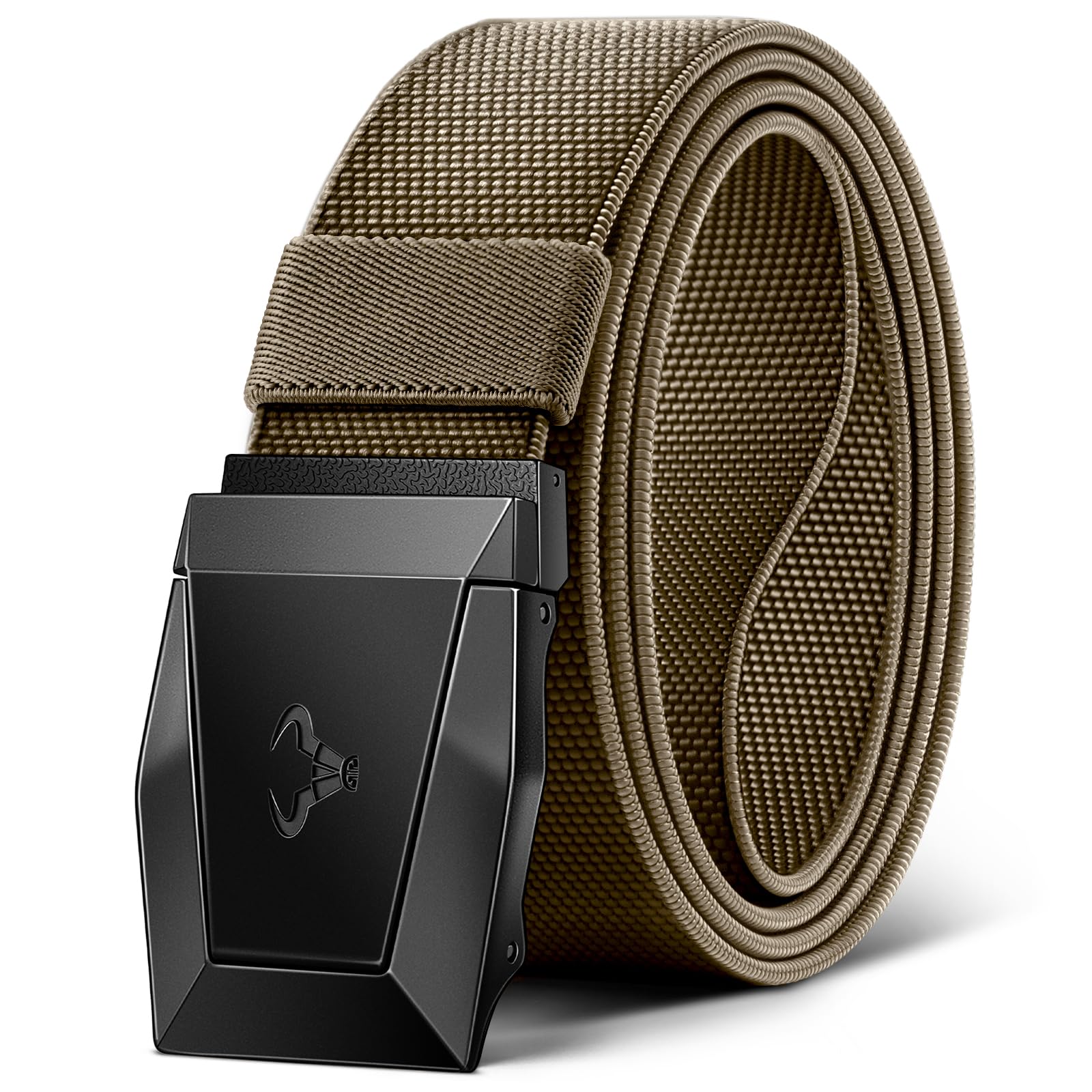 BULLIANT Tactical Belt for Men, Military Hiking Rigger Heavy Duty Nylon Web Work Belt 1.5" with Quick Release Metal Buckle,Beige2763,46"-50" Waist Adjustable