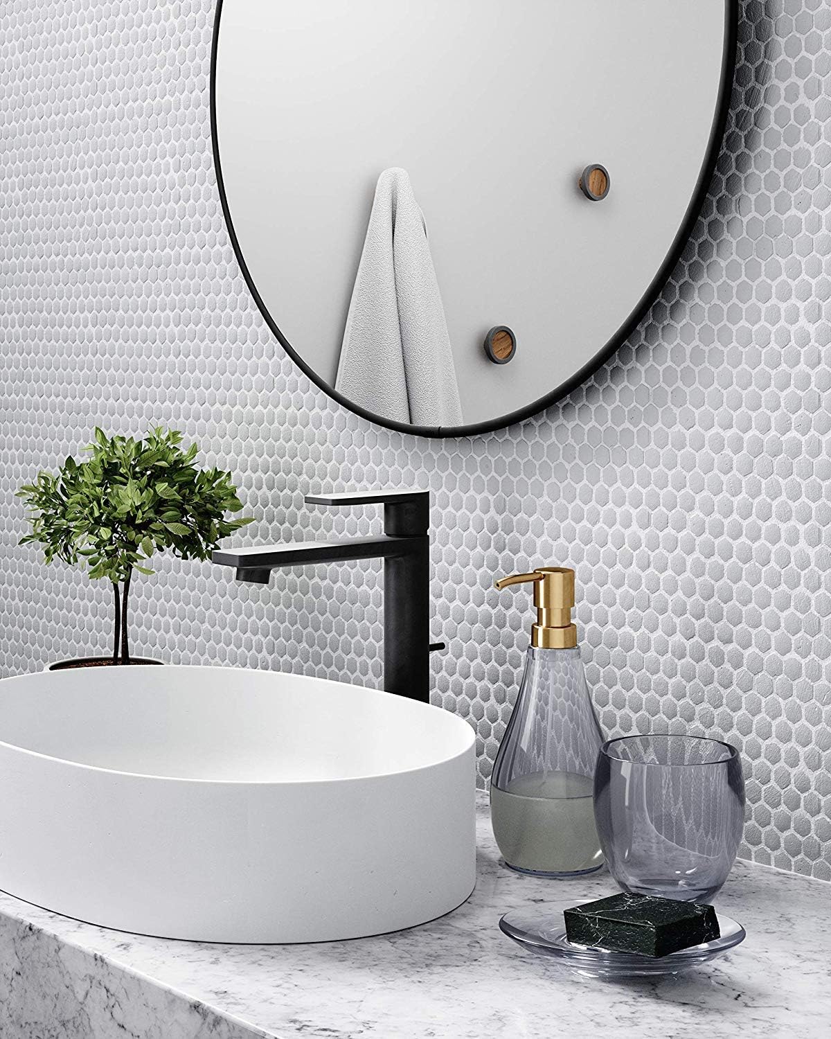 Umbra, Titanium Hubba 34 Inch Round Entryways, Bathrooms, Living Rooms and More, Doubles as Wall Art, 34-Inch Circle Mirror, Finish: Home & Kitchen