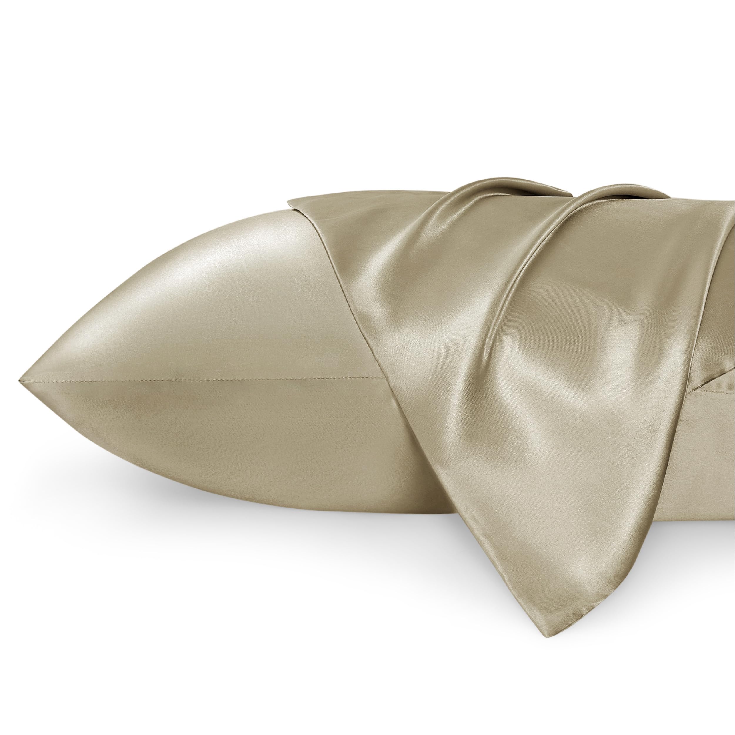 Photo 1 of Bedsure Satin Pillowcase 2 Pack Similar to Silk Pillow Cases Standard Size, Pillow Case for Sleeping Women with Envelope Closure, Gifts for Women Men, Taupe, 20x26 Inches, 2pcs
