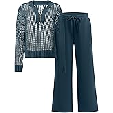 ANRABESS Womens 2 Piece Outfits 2026 Fall Crochet Knit Half Zip Sweater Top Wide Leg Pant Travel Matching Sets Lounge Clothes