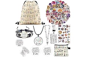 FOPXRO Stranger Movie Things Merchandise Stranger Movie Things Gifts Set Includes Backpack, Coin Bag, ID Card, Lanyard, Stickers, Button Pins, Bracelet, Necklace, Tattoo Sticker, Phone Stand