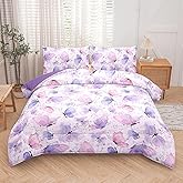 MWMWMW Butterfly Girls Comforter Set Twin, Pink Purple Butterflies Printed Pattern Bedding Set, 5 Pcs Cute Butterfly Bedding Set for Girls Teens Kids Bedroom with Comforter, Sheet Set, Pillowcase