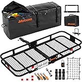 Mockins Folding Luggage Rack for SUV Car Truck ATV & More | 500 lb. Capacity Steel Trailer Hitch Cargo Carrier 60"x20"x6" w/