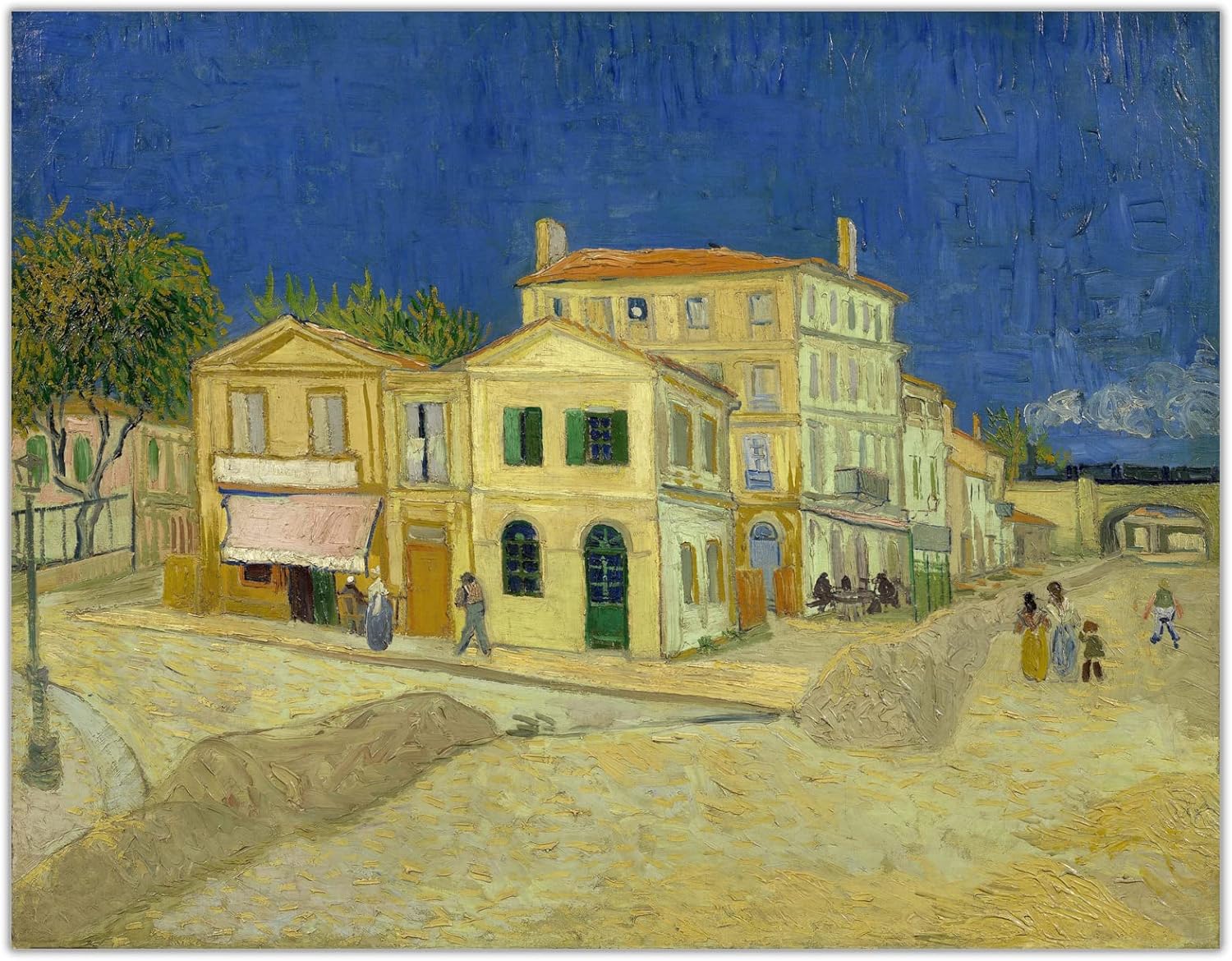 Paintings - Van Gogh Canvas Wall Art - Vincent's House in Arles The Yellow House Picture Painting Fine Art Oil Paintings Reproduction Wall Decor for Living Room Bedroom Office Unframed (12x16in/30x40cm)