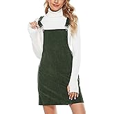 Yeokou Womens Casual Corduroy Bib Knee Length Overalls Pinafore Midi Dress Jumpsuit