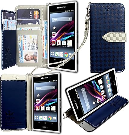 Amazon ストラップ2本付 Seven Seas Sony Xperia Z1 Docomo So 01f Au Sol23 ケース 手帳型 カバー 手帳型 Seven Seas お洒落な2トーンカラー オリジナルハンドストラップ ネックストラップ付 3点セット Puレザー アンチグレアtpuケースを使用した手帳型