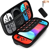 ivoler Carrying Case for Nintendo Switch and NEW Switch OLED (2021) | Portable Hard Shell Pouch Carrying Travel Game Bag for Switch Accessories Holds 10 Game Cartridge (Black)