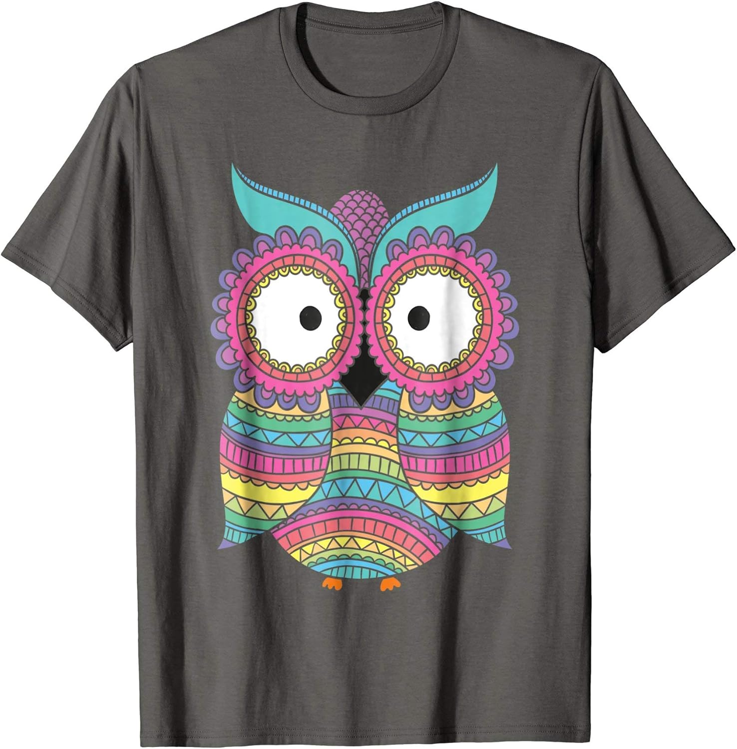 Owl TShirt Colorful Ornament Owl Tee Clothing