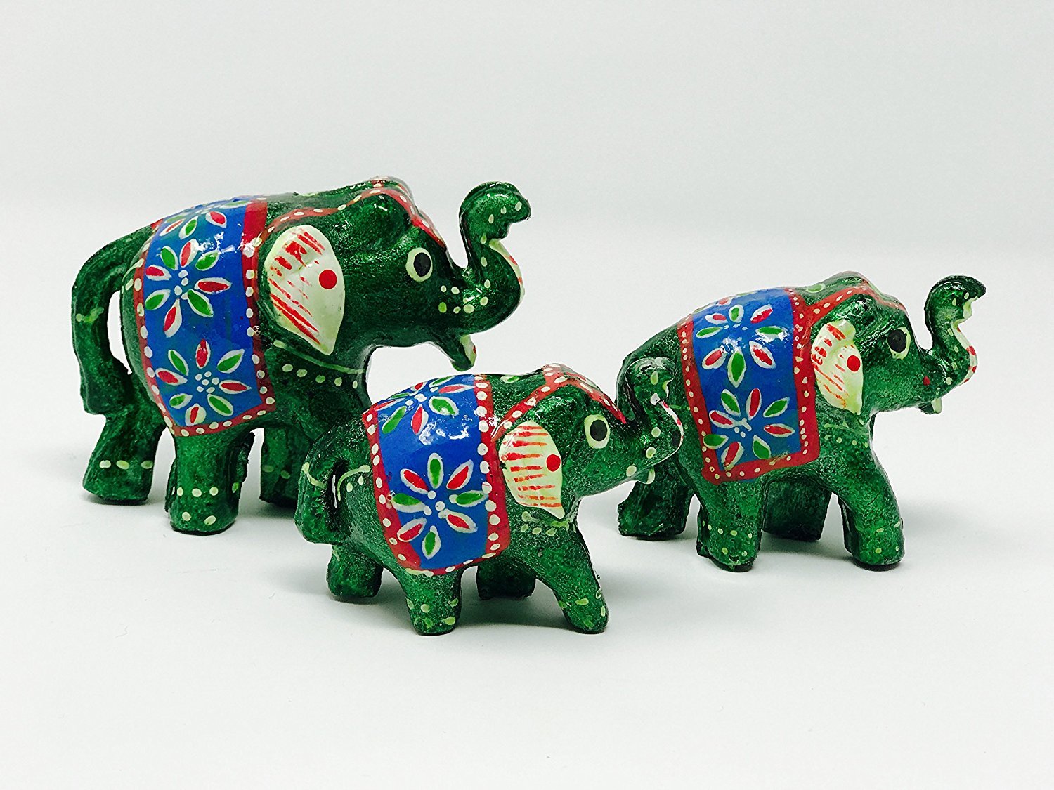 Garden Of Arts Indian Handcrafted Wrought Iron Decorative Elephant Sculpture Figurine For Room Decoration Set Of 3 mix random colur