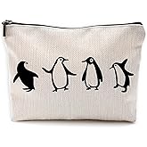 Yomisex Penguin Makeup Bag, Penguin Lover Gifts Cosmetic Bags Toiletry Bag for Women, Black and White Cute Animal Makeup Pouch