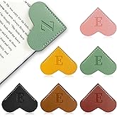 6Pcs Personalized Leather Heart Bookmark with Initial,26 A-Z Letters Cute Corner Book Mark for Reading,Book Page Accessories for Women, Book Lovers, Teachers, Students Gifts