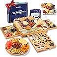 Extra Large Charcuterie Boards Gift Set: Marble Bamboo Cheese Board Set- Unique Mothers Day Gifts for Mom, 23 Entertaining Accessories, Wedding Gifts for Couple, House Warming Gifts New Home