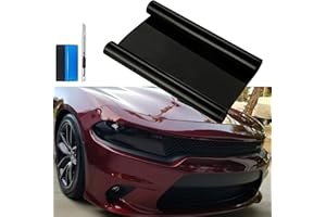 12 by 48 inches Self Adhesive Auto Car Tint Headlight Taillight Fog Light Vinyl Smoke Film Sheet Sticker Cover (Black)