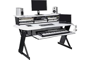 Musiea EX100 Series Music Studio Desk Workstation with 3 x 4U Rack (White)