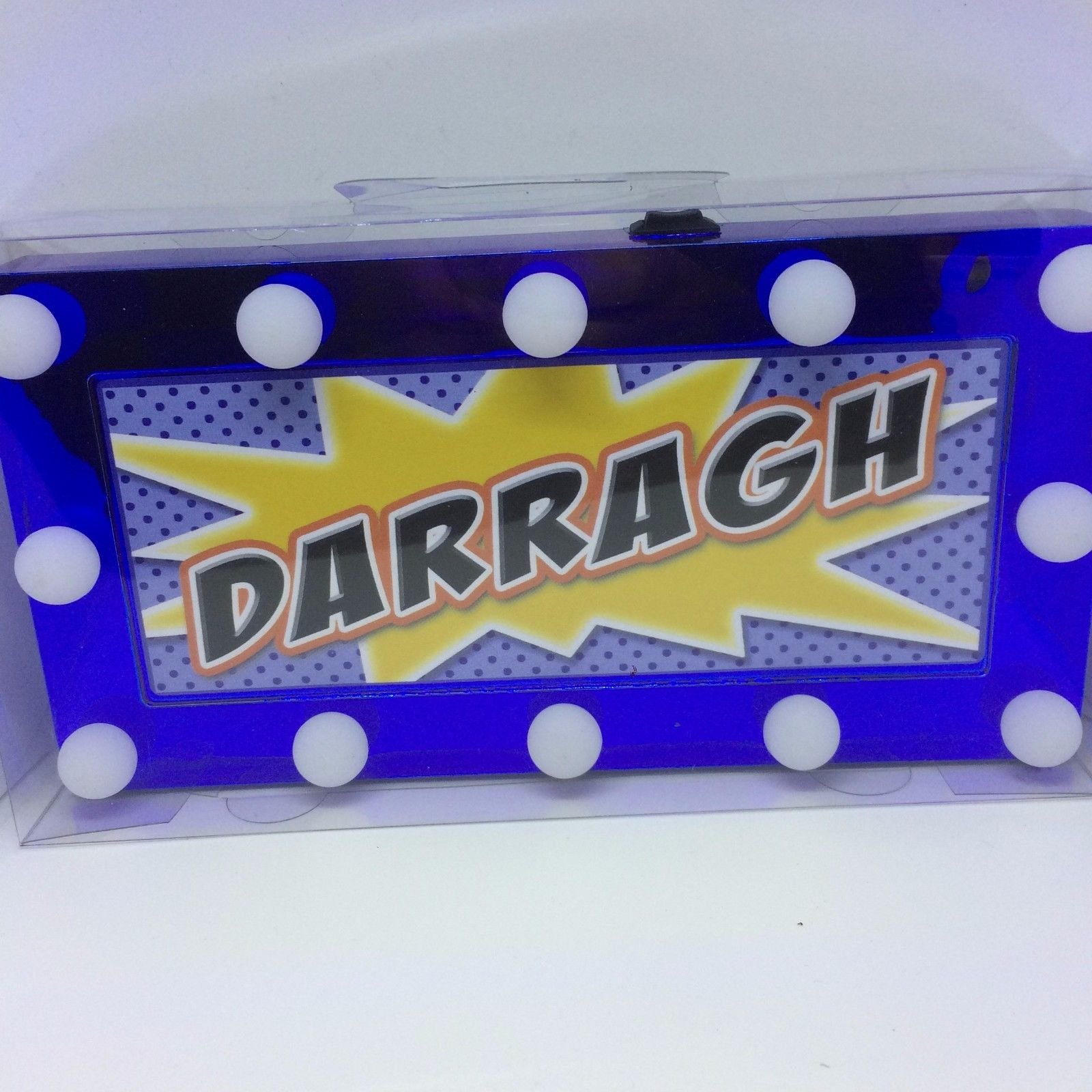 DARRAGH Childrens LED Personalised Name In Lights room Sign