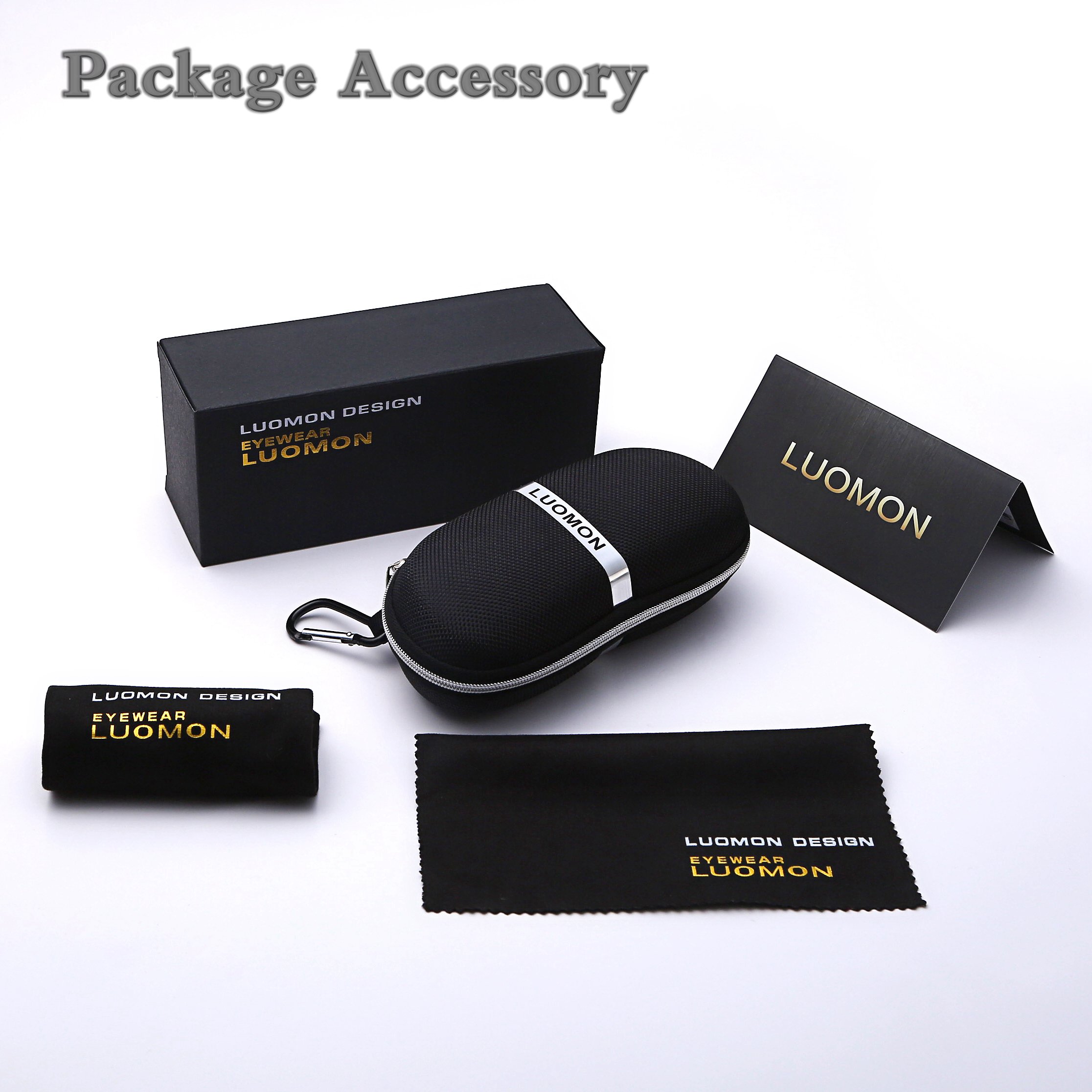 LUOMON LM8177 Black Frame/Grey Lens Polarized Wrap-Around Sport Sunglasses