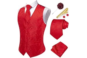 Hi-Tie Men's Suit Vest Business Formal Waistcoat Paisley Jacquard Tie Suit Waistcoat Set for Wedding Party