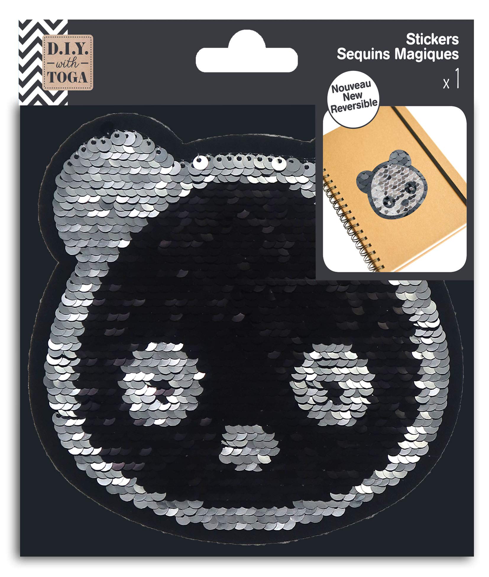 D.I.Y with Toga 1 Magic Sticker Reversible Sequin Black/White Panda 13 x 13 cm