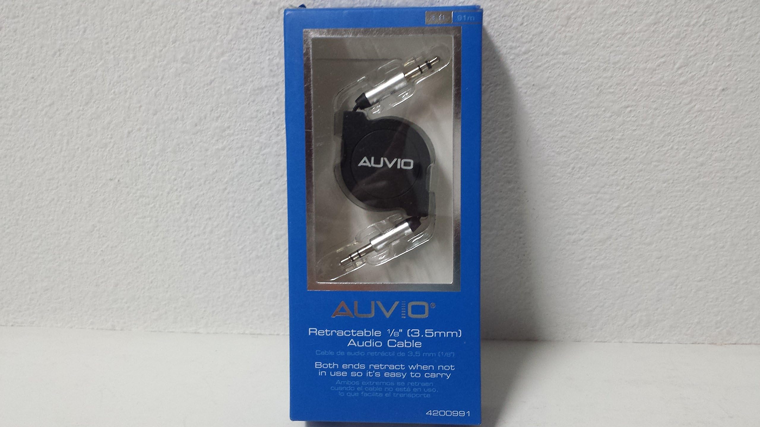 Auvio3 foot 1/8" Retractable Audio Cable (Black)