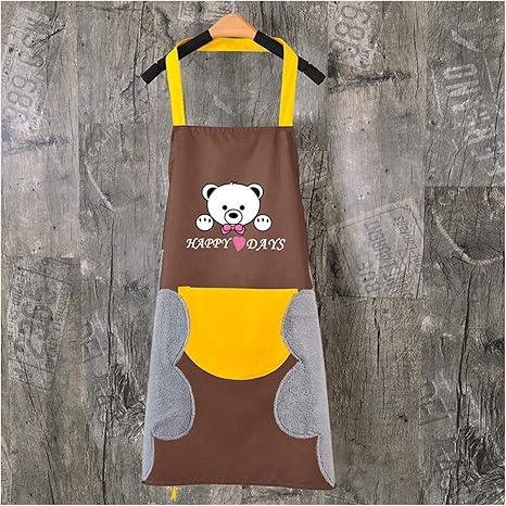 Amazon エプロン 創造的なかわいいクマの吊り首タオルエプロンoversleeve調理防水汚れの家庭の台所エプロンハンドタオル Color Can Be Wiped Brown エプロン オンライン通販