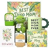 Birthday Gifts For Mom, Unique Gifts for Moms from Daughter Son Best Mom Ever Mug Set For Wife, Mamasaurus Cup, Funny Mother's Day Gift for daughter Mama Bonus Step with Crochet Dinosaur for Christmas