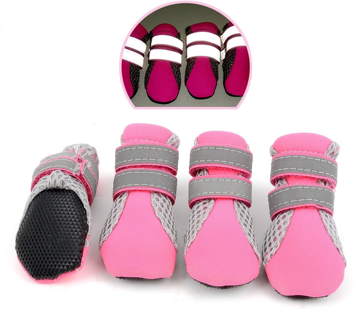 Zunea Paw Protector Dog Boots Summer Non-slip Small Dog Booties Reflective Breathable Soft Mesh Puppy Dog Shoes Heat Resistant for Hot Weather Hot Pavement Pink mini S