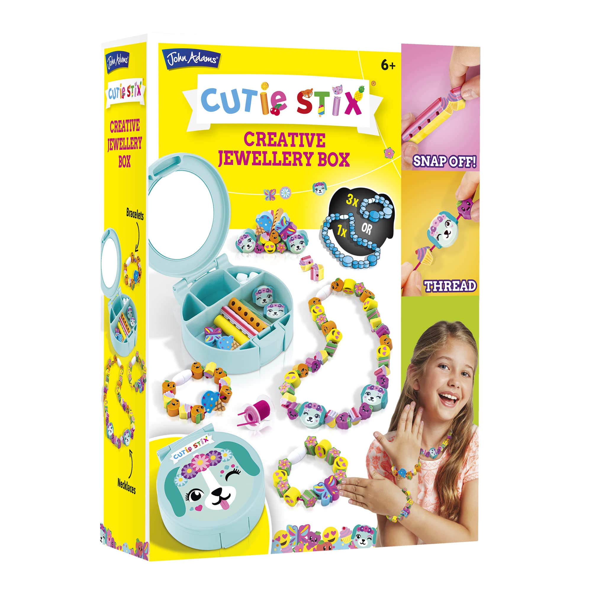 John Adams | Cutie Stix Creative Jewellery Box: make cute jewellery and store in the compact mirror case! | Arts & crafts | Ages 6+