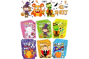 GREINGWAYS 42 Sheets Halloween Party Favors Stickers for Kids, Halloween Crafts Make Your Own Stickers, Goodie Bag Fillers Toys Gifts Activities Games for Kids Party