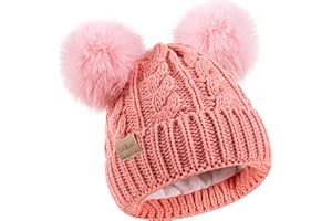 TONTULAND Kids Winter Beanie Children’s Warm Knitted Fleece Lined Ski Pom-Pom Warm Knit Hat for Boys & Girls 3-9 Years