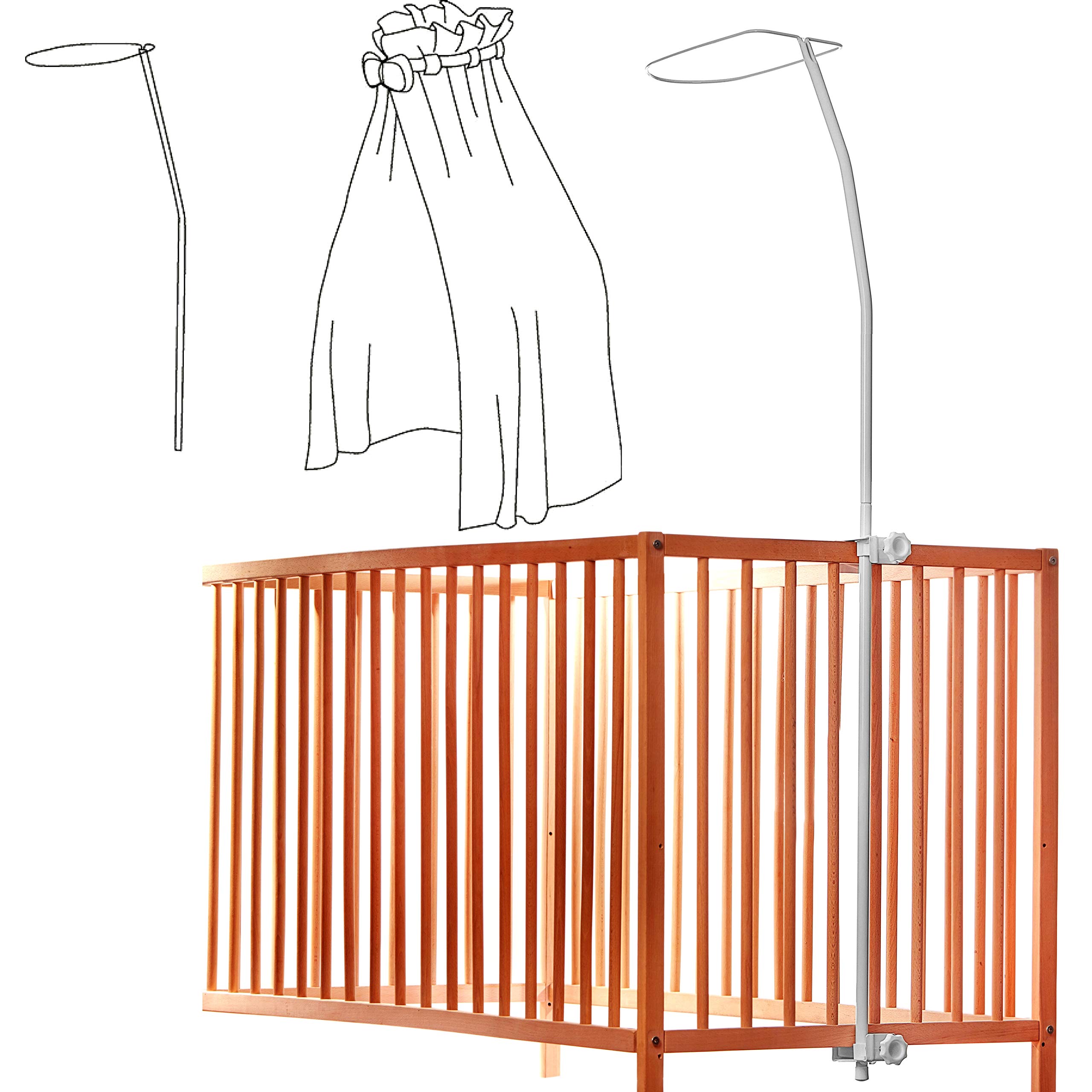 Canopy Drape Rod Holder for Cot Bed - Practical and Universal - Will Fit All Standart Cribs