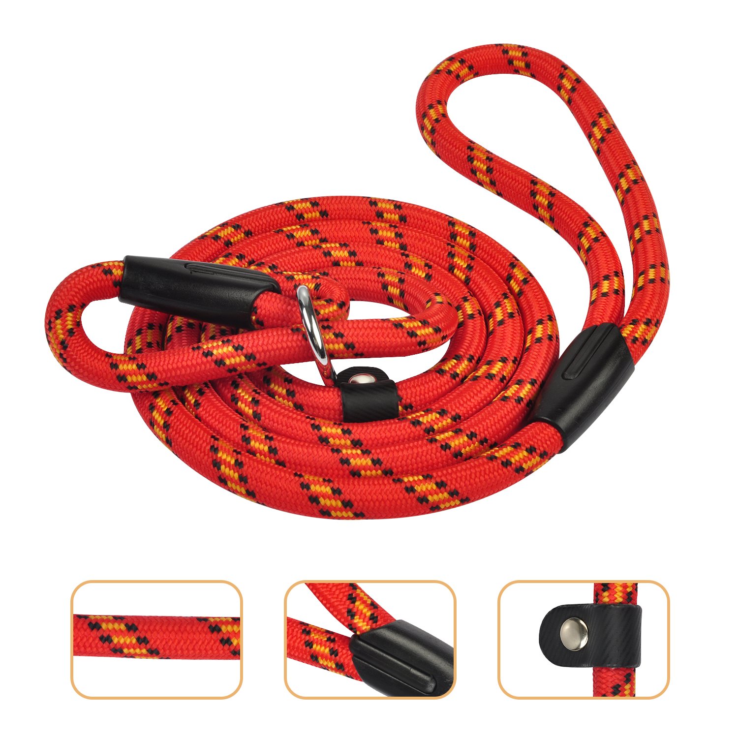 Ciaoed Gewebtes Hundegeschirr, Rot 1,75m Lang Verfilzt Gepolsterter Griffgeflecht Verstellbares Haustiertraining mit Krawatte