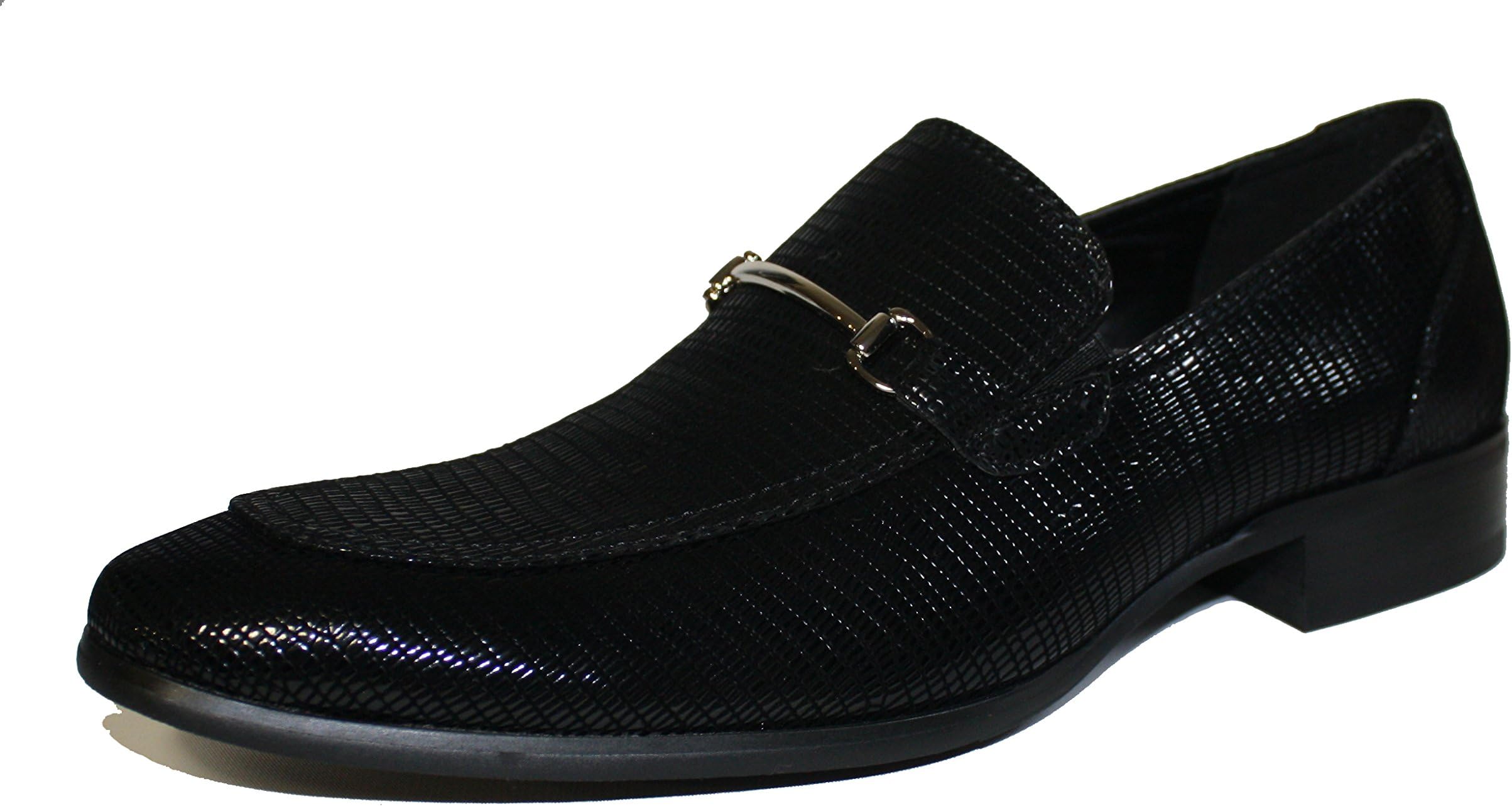 Faranzi F41095 Oxford Shoes for Men Black Patent Snake Print Tuxedo Slip-on Loafer Dress Wedding