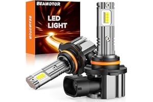 BEAMOTOR 9006 LED Bulbs, HB4 Fog Light, 600% Super Bright, 1:1 Halogen Size, plug and play, Quick Installtion 6000K White, 9006/HB4 bulbs, Pack of 2