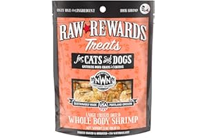 Northwest Naturals Raw Rewards Freeze-Dried Shrimp Treats for Dogs and Cats - Bite-Sized Pieces - Healthy, 1 Ingredient, Human Grade Pet Food, All Natural, Proudly Made in USA, 1 Oz