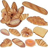 Gresorth 10 PCS Fake Bread Set Artificial Loaf Decoration Lifelike Croissant Donut Cake Slice Platter Ornament Realistic Toast Model Photography Props Kitchen Display
