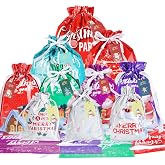 IPQXE 20 Pack Christmas Gift Bags Assorted Sizes，1 Second Wrapping Gift Drawstrings Bags with Tags， 9 Small, 8 Medium, 3 Large, Featuring 10 Assorted Patterns