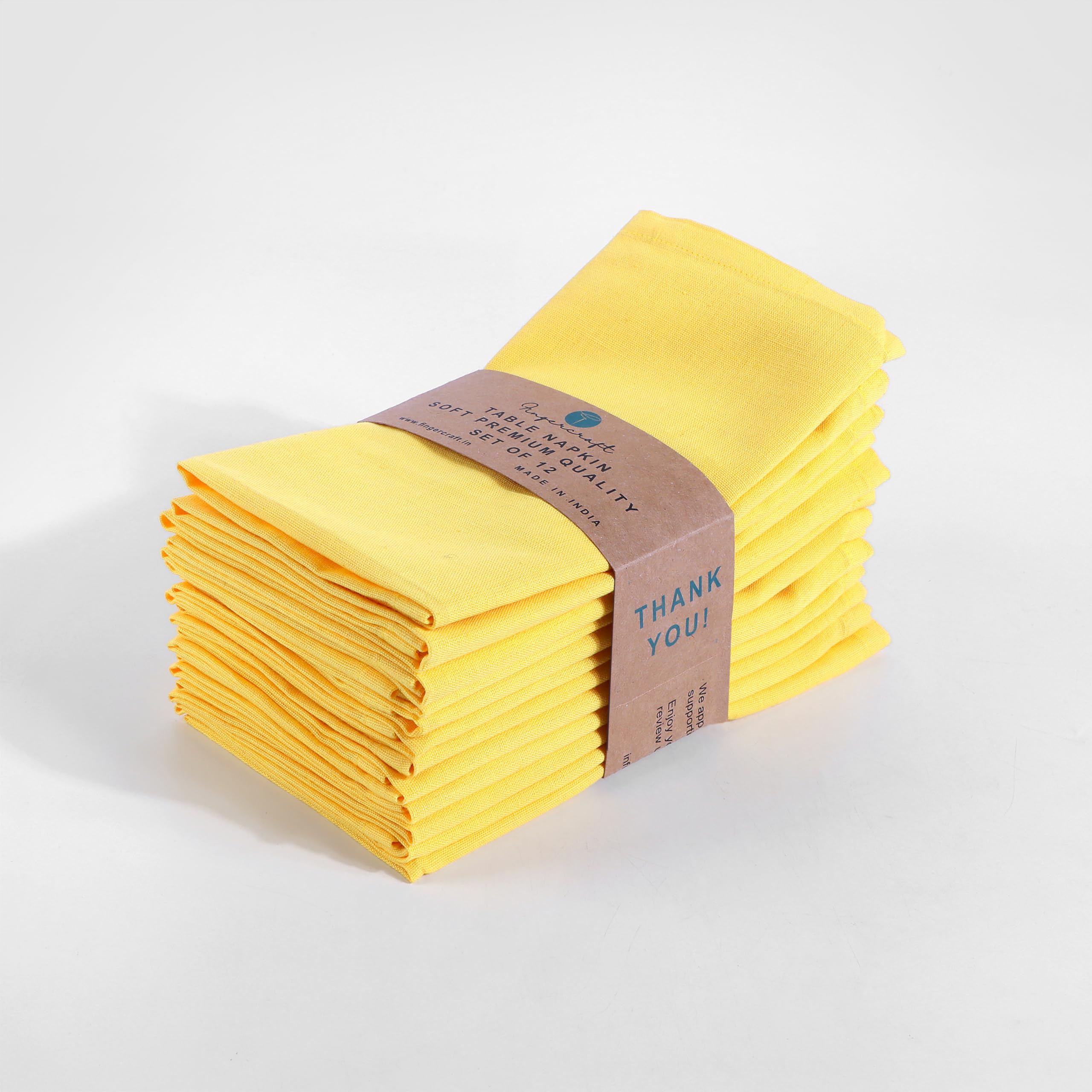 Dinner Cloth Napkins in Cotton Linen Blend Fabric 12 Pack, Premium Quality, Mitered Corners for Every Day Use Napkins are Pre Shrunk and Good Absorbency Easter Special color (YELLOW)
