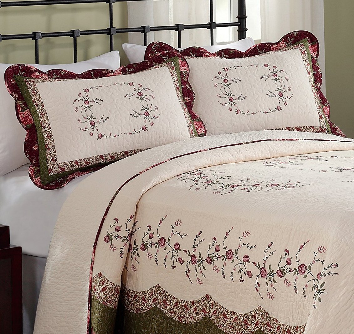 Modern Heirloom Collection Brooke Cotton Filled Bedspread, King, 120 by