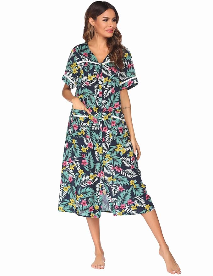 Buy Ekouaer Women's Plus Size Short Sleeve Duster Robe Snap Front