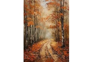 WUDWL Fall Paint by Numbers for Adults and Kids, Painting by Number Kits On Canvas, Tree Landscape Number Artist Paint by Number Kit Without Frame DIY Oil Painting Acrylic Paints, Home Wall Decor, 12x16in