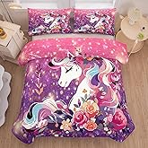 Tailor Shop Kids Bedding Set for Girls Unicorn Comforter Set Full Girls Bedding Sets All Season with 2 Pillowcase……