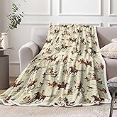 MCKTOM Western Cowboy Throw Blanket, Native American Boho Throw Blanket for Couch Sofa Bed, Warm Cozy Fleece Flannel Throws and Blankets Livingroom Bedroom Decor 50"x60"