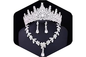 Feltent Tiaras and Crowns Jewelry Set for Women Tiaras Earrings and Necklace for Wedding Rhinestone Crystal Bridal Jewelry Sets for Costume Birthday Party Prom Gifts