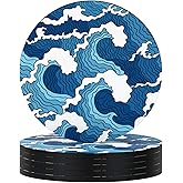 Nipichsha Coasters for Drinks, Set of 6 Absorbent Rubber Drink Coasters with Non-Slip Backing, Cute Drink Coasters for Cup Ki